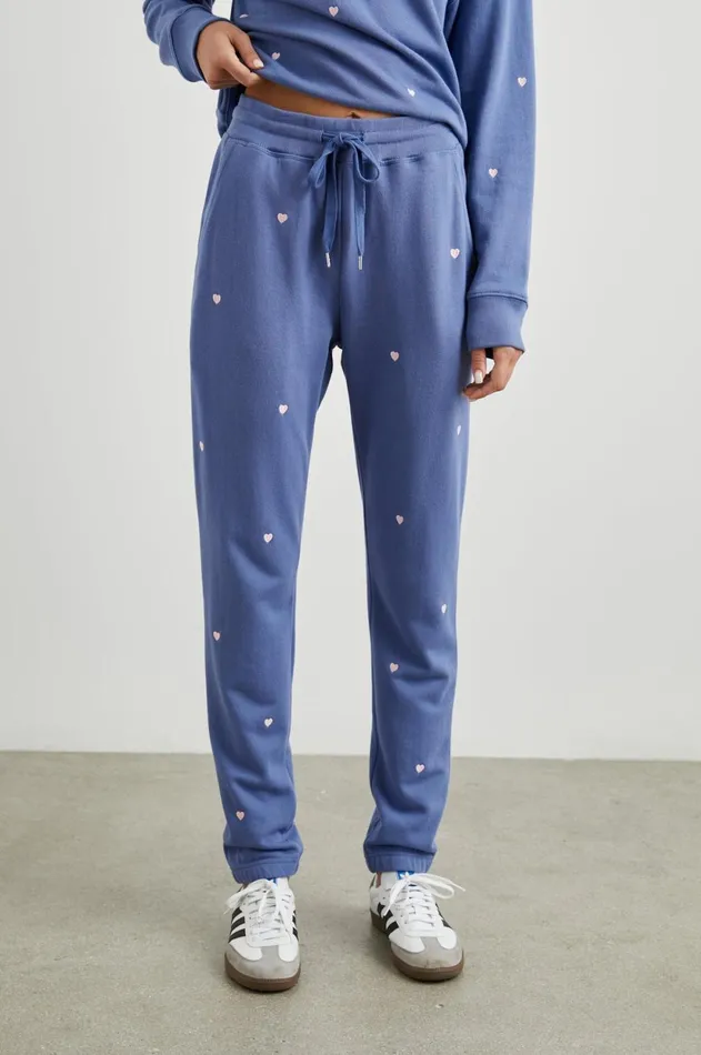 Lounge Women Rails Kingston Sweatpant Pink Periwinkle Hearts Embroidery