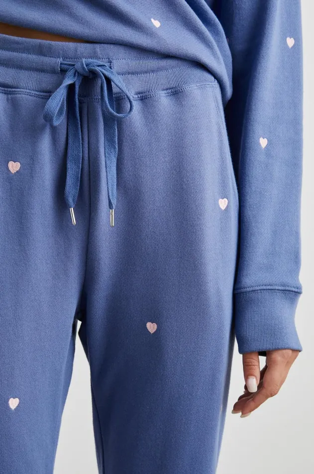 Lounge Women Rails Kingston Sweatpant Pink Periwinkle Hearts Embroidery