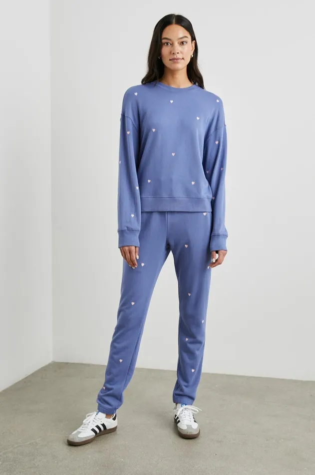 Lounge Women Rails Kingston Sweatpant Pink Periwinkle Hearts Embroidery