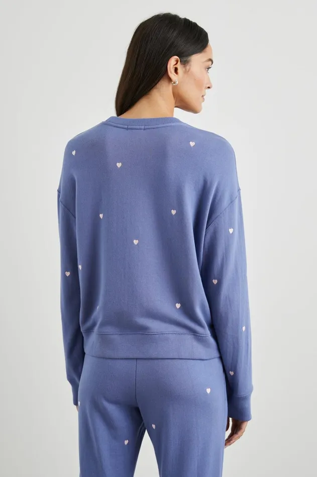 Lounge Women Rails Ramona Sweatshirt Pink Periwinkle Hearts Embroidery