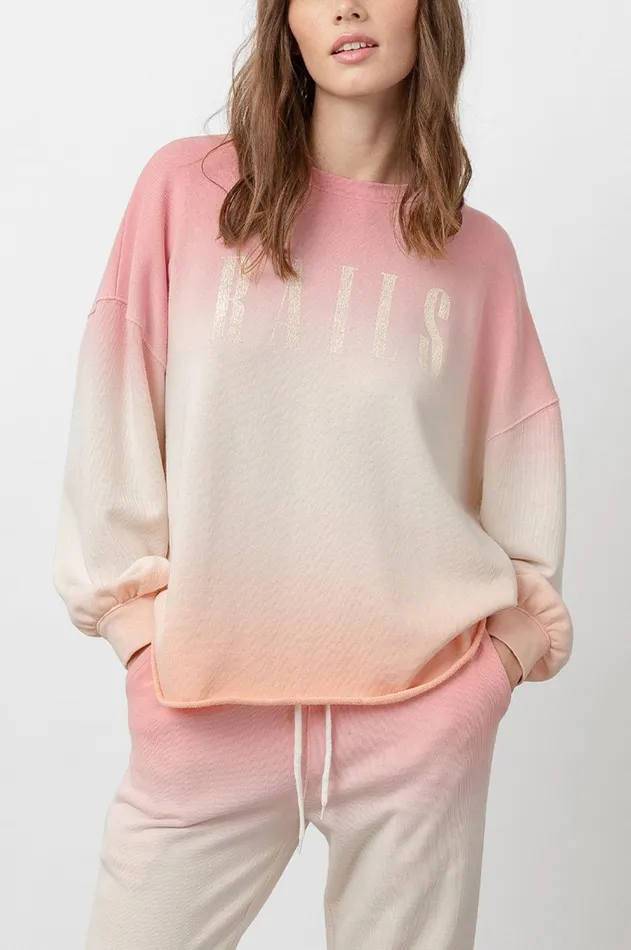 Lounge Women Rails Signature Sweatshirt and Kingston Set Pink Peach Dip Dye