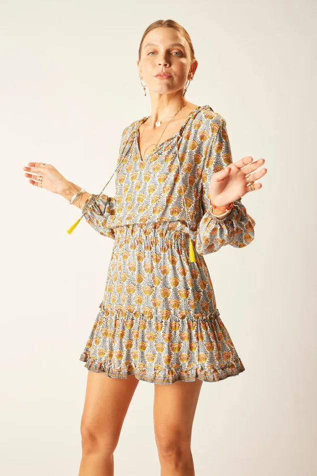 Maggie Dress Tulip Print French Blue Women Natalie Martin Dresses