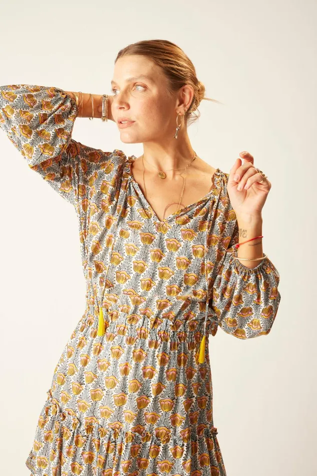 Maggie Dress Tulip Print French Blue Women Natalie Martin Dresses