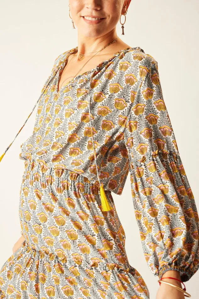 Maggie Dress Tulip Print French Blue Women Natalie Martin Dresses