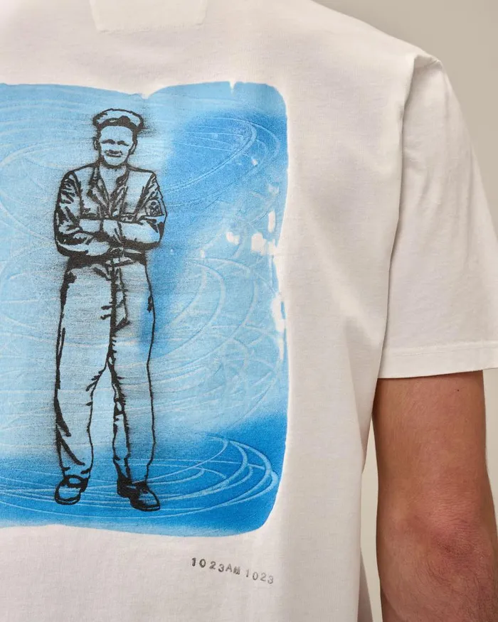 Man 241 Jersey Artisanal British Sailor Tshirt Gauze White CP Company Tshirts and Polo