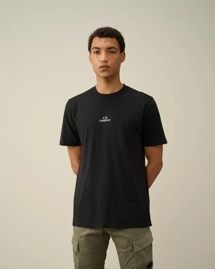 Man 301 Jersey Graphic Tshirt Black CP Company Tshirts and Polo
