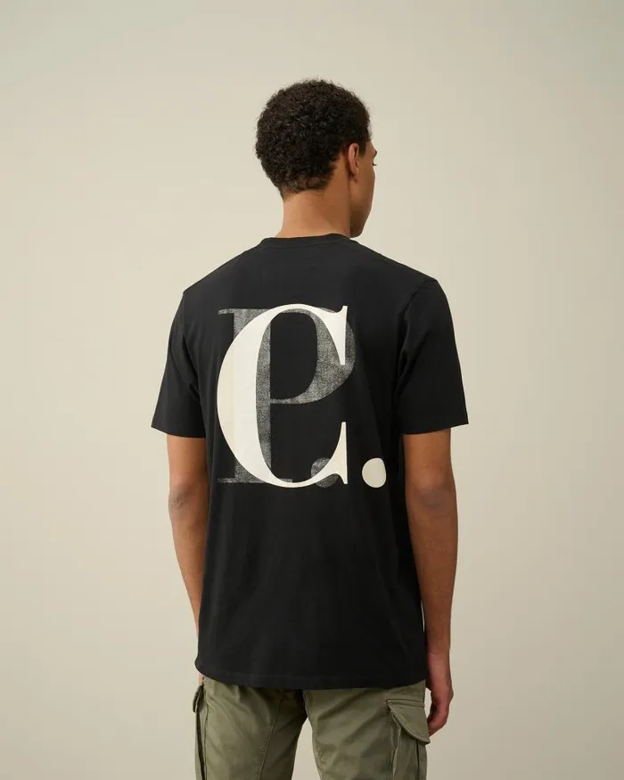 Man 301 Jersey Graphic Tshirt Black CP Company Tshirts and Polo