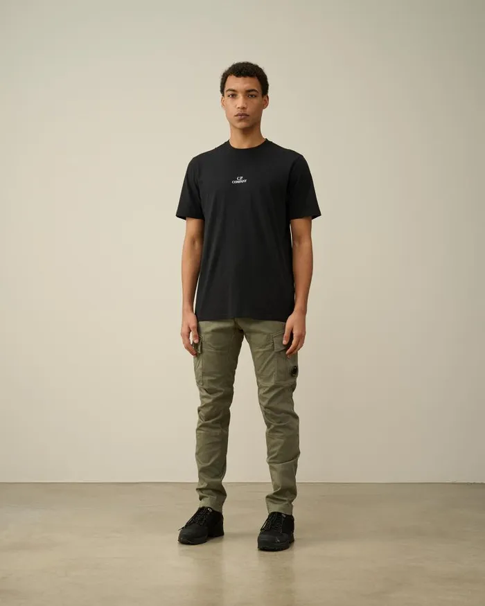 Man 301 Jersey Graphic Tshirt Black CP Company Tshirts and Polo