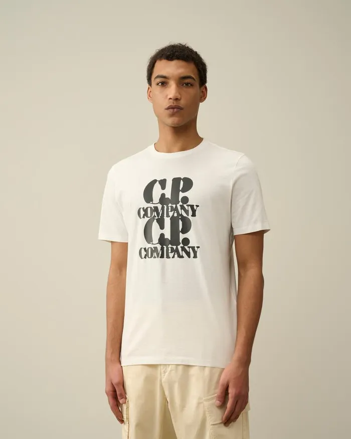 Man 301 Jersey Graphic Tshirt Gauze White CP Company Tshirts and Polo