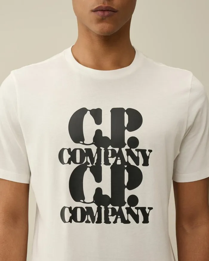Man 301 Jersey Graphic Tshirt Gauze White CP Company Tshirts and Polo