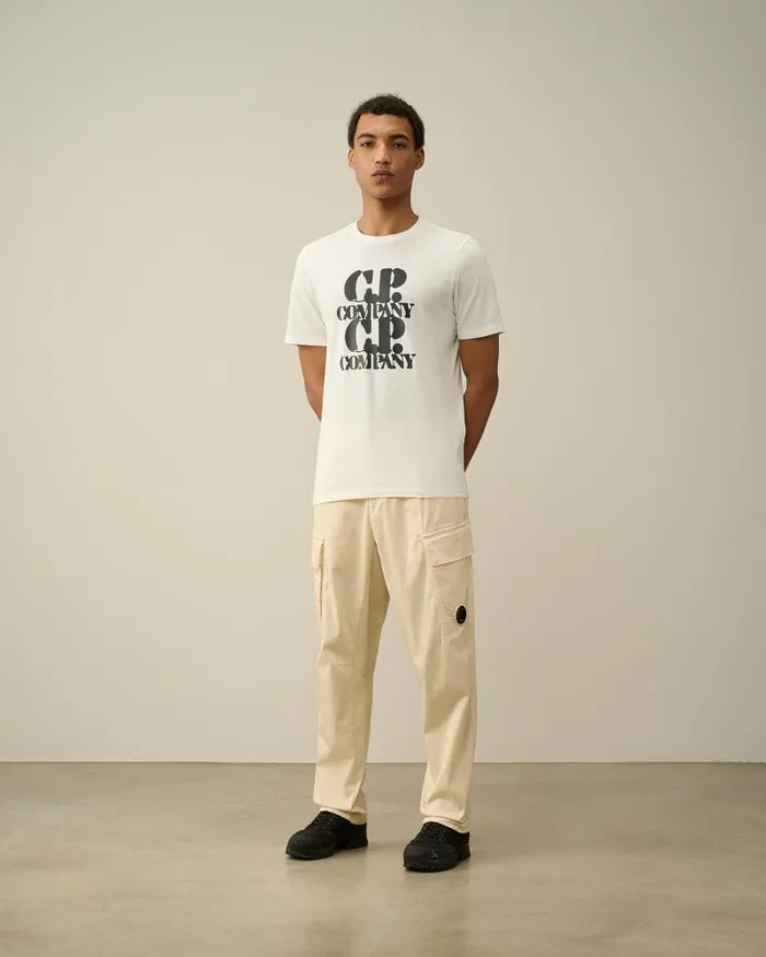 Man 301 Jersey Graphic Tshirt Gauze White CP Company Tshirts and Polo