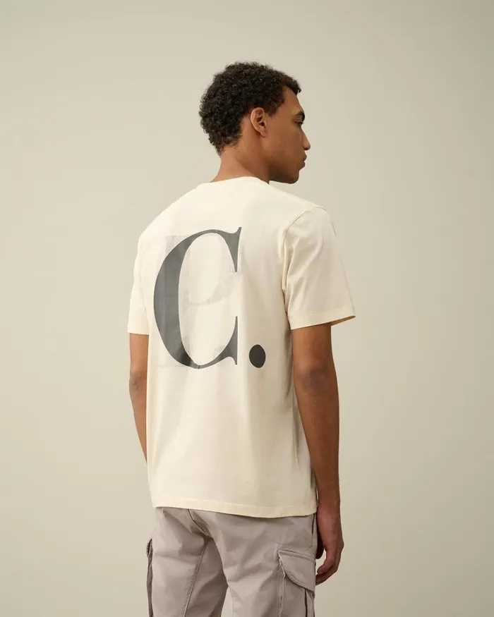 Man 301 Jersey Graphic Tshirt Pistachio Shell 8211 Beige CP Company Tshirts and Polo