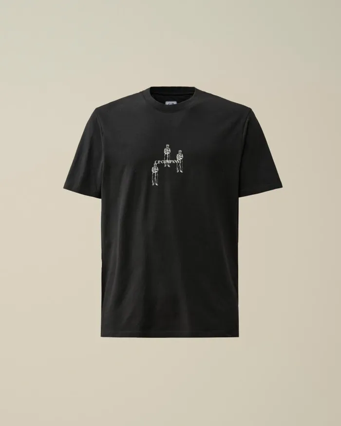 Man 301 Jersey Relaxed Graphic Tshirt Black CP Company Tshirts and Polo