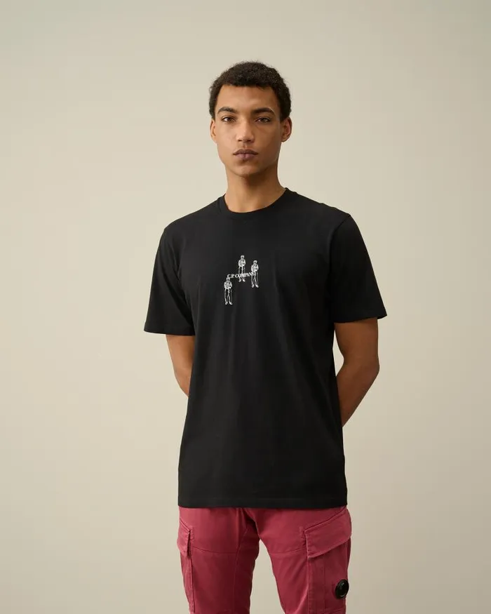 Man 301 Jersey Relaxed Graphic Tshirt Black CP Company Tshirts and Polo