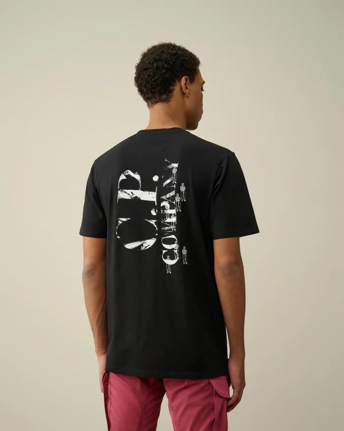 Man 301 Jersey Relaxed Graphic Tshirt Black CP Company Tshirts and Polo