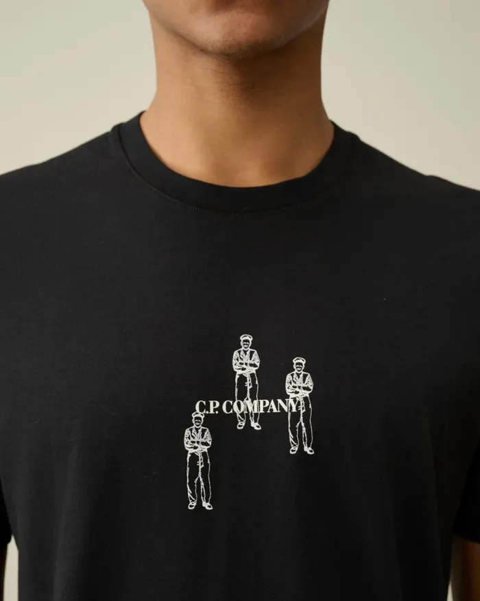 Man 301 Jersey Relaxed Graphic Tshirt Black CP Company Tshirts and Polo