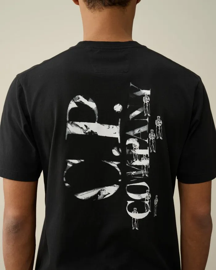 Man 301 Jersey Relaxed Graphic Tshirt Black CP Company Tshirts and Polo