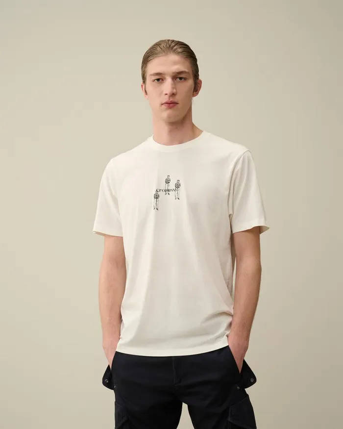 Man 301 Jersey Relaxed Graphic Tshirt Gauze White CP Company Tshirts and Polo
