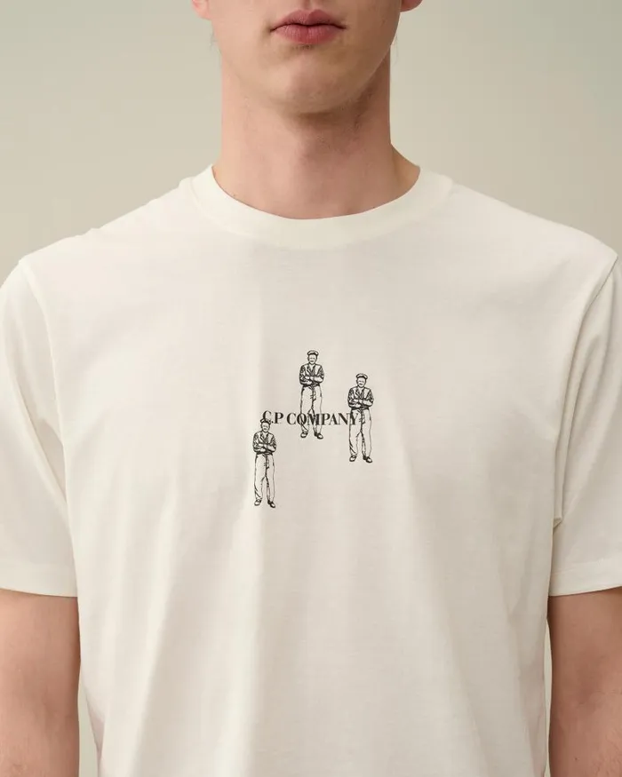 Man 301 Jersey Relaxed Graphic Tshirt Gauze White CP Company Tshirts and Polo
