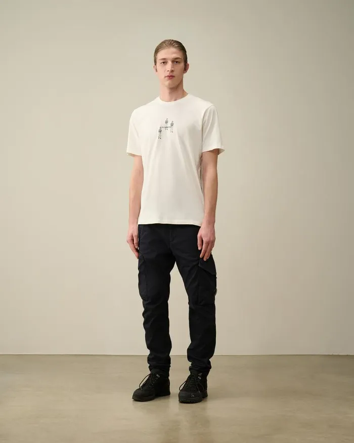 Man 301 Jersey Relaxed Graphic Tshirt Gauze White CP Company Tshirts and Polo