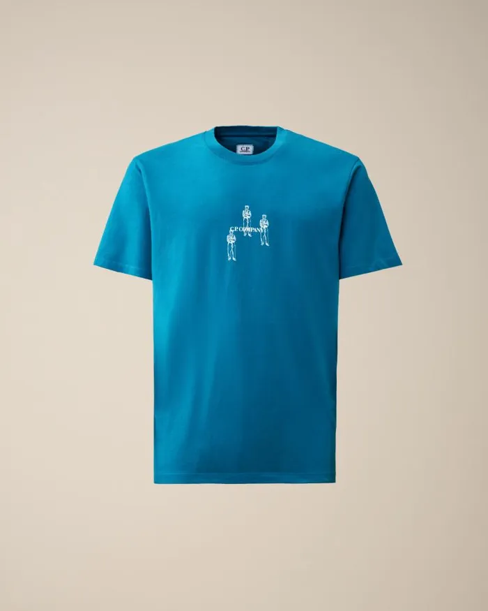 Man 301 Jersey Relaxed Graphic Tshirt Ink Blue CP Company Tshirts and Polo