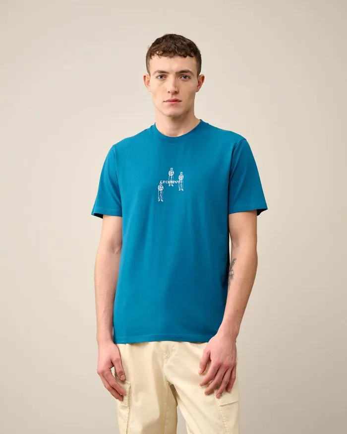 Man 301 Jersey Relaxed Graphic Tshirt Ink Blue CP Company Tshirts and Polo