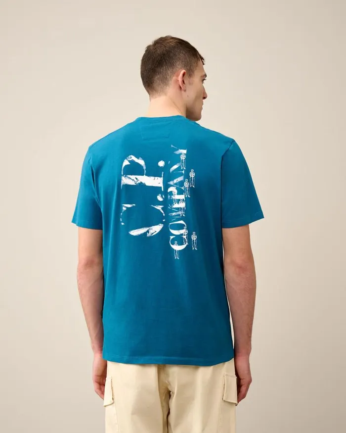Man 301 Jersey Relaxed Graphic Tshirt Ink Blue CP Company Tshirts and Polo