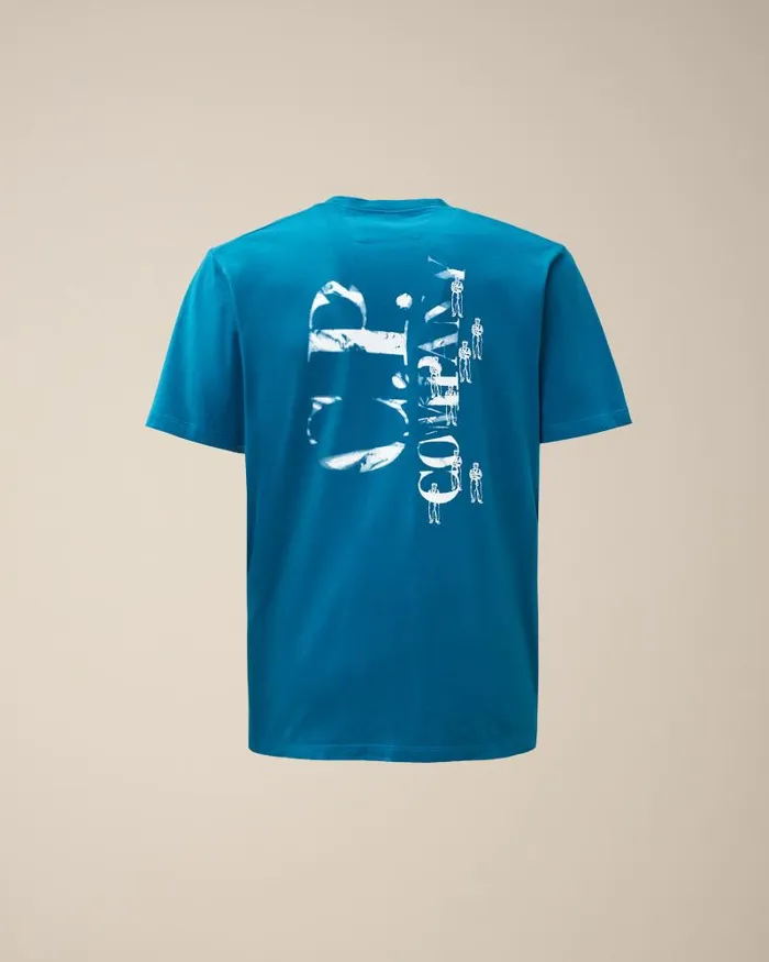 Man 301 Jersey Relaxed Graphic Tshirt Ink Blue CP Company Tshirts and Polo