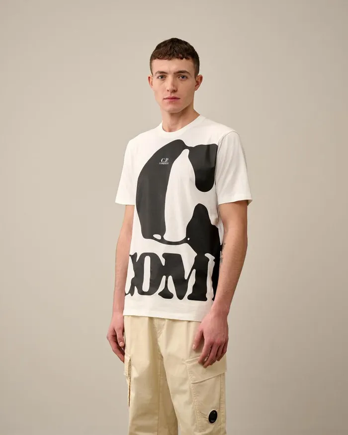Man 301 Jersey Relaxed Logo Tshirt Gauze White CP Company Tshirts and Polo