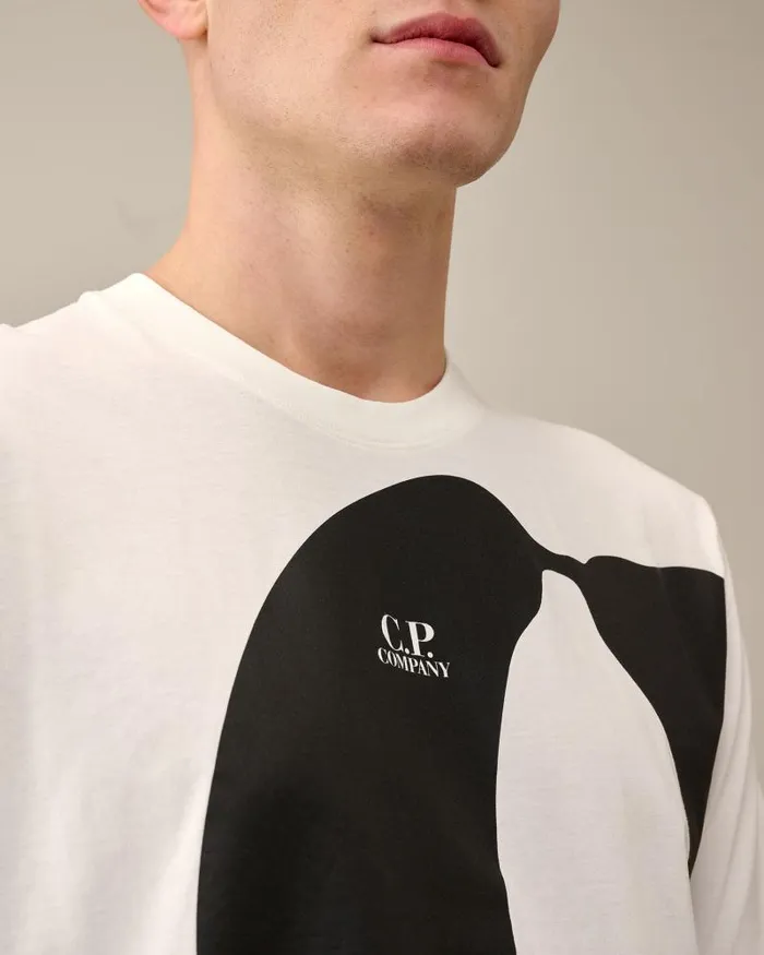 Man 301 Jersey Relaxed Logo Tshirt Gauze White CP Company Tshirts and Polo
