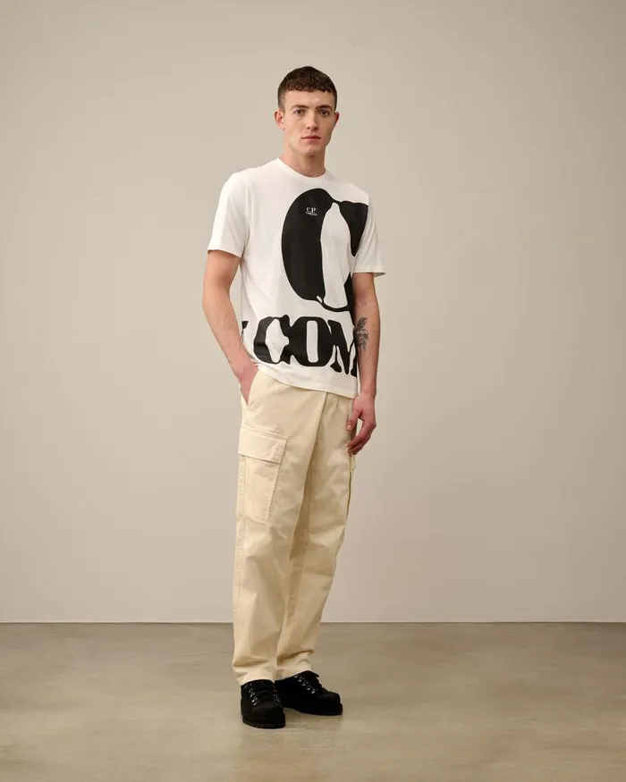 Man 301 Jersey Relaxed Logo Tshirt Gauze White CP Company Tshirts and Polo