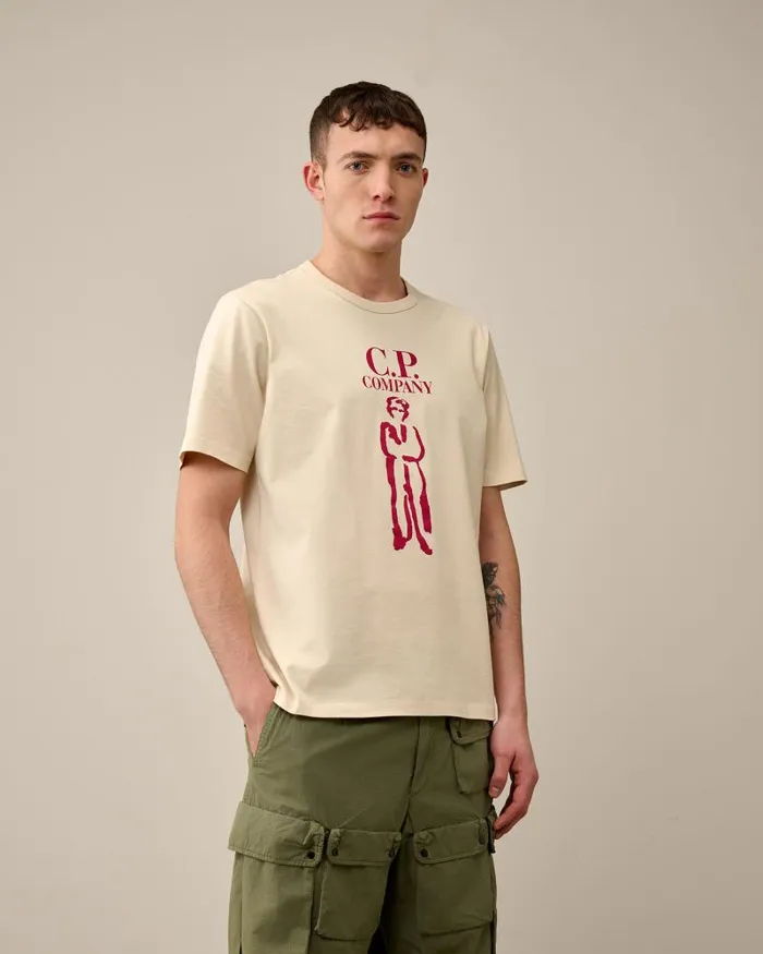 Man 302 Mercerized Jersey Twisted British Sailor Tshirt Pistachio Shell 8211 Beige CP Company Tshirts and Polo