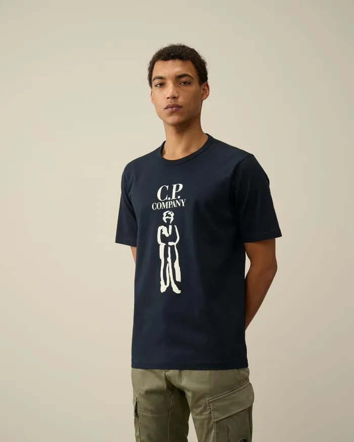 Man 302 Mercerized Jersey Twisted British Sailor Tshirt Total Eclipse 8211 Blue CP Company Tshirts and Polo