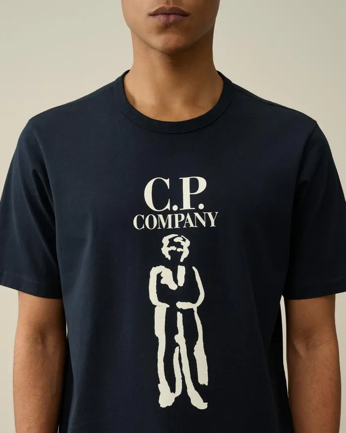 Man 302 Mercerized Jersey Twisted British Sailor Tshirt Total Eclipse 8211 Blue CP Company Tshirts and Polo