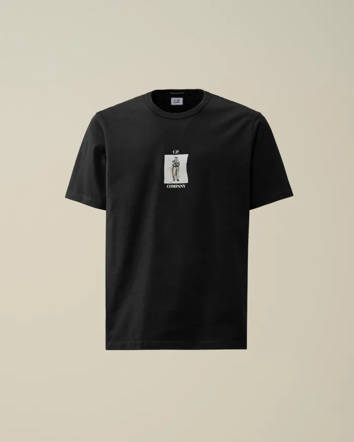 Man 302 Mercerized Jersey Twisted Graphic Tshirt Black CP Company Tshirts and Polo Man 302 Mercerized Jersey Twisted Graphic Tshirt Black CP Company Tshirts and Polo