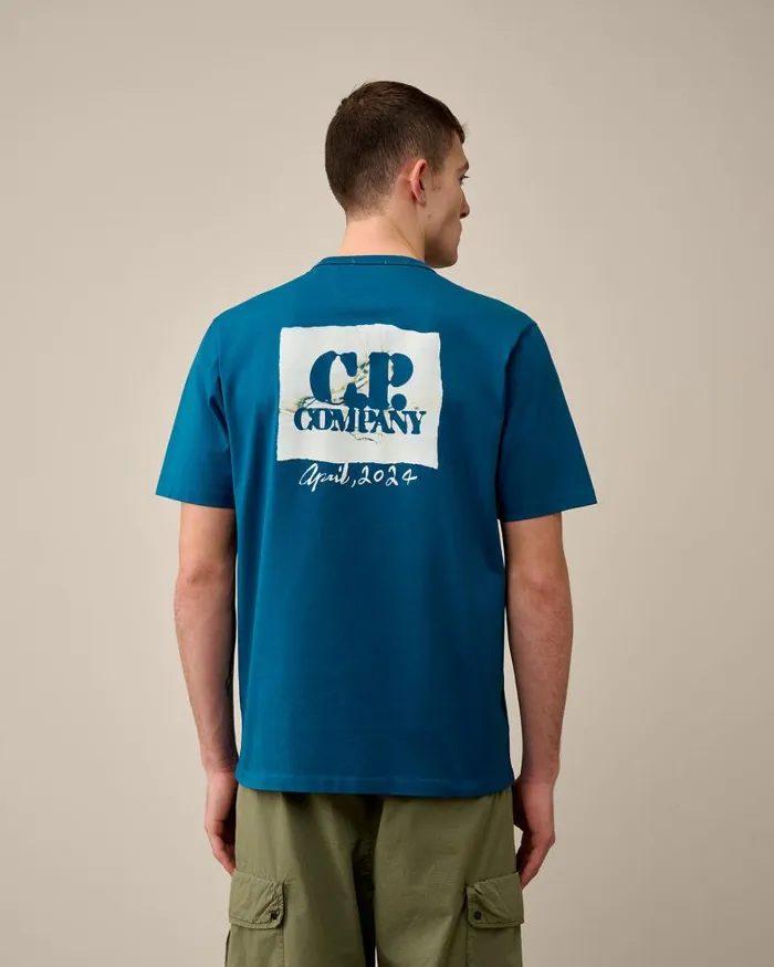 Man 302 Mercerized Jersey Twisted Graphic Tshirt Ink Blue CP Company Tshirts and Polo