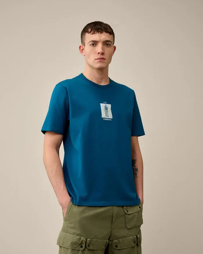 Man 302 Mercerized Jersey Twisted Graphic Tshirt Ink Blue CP Company Tshirts and Polo
