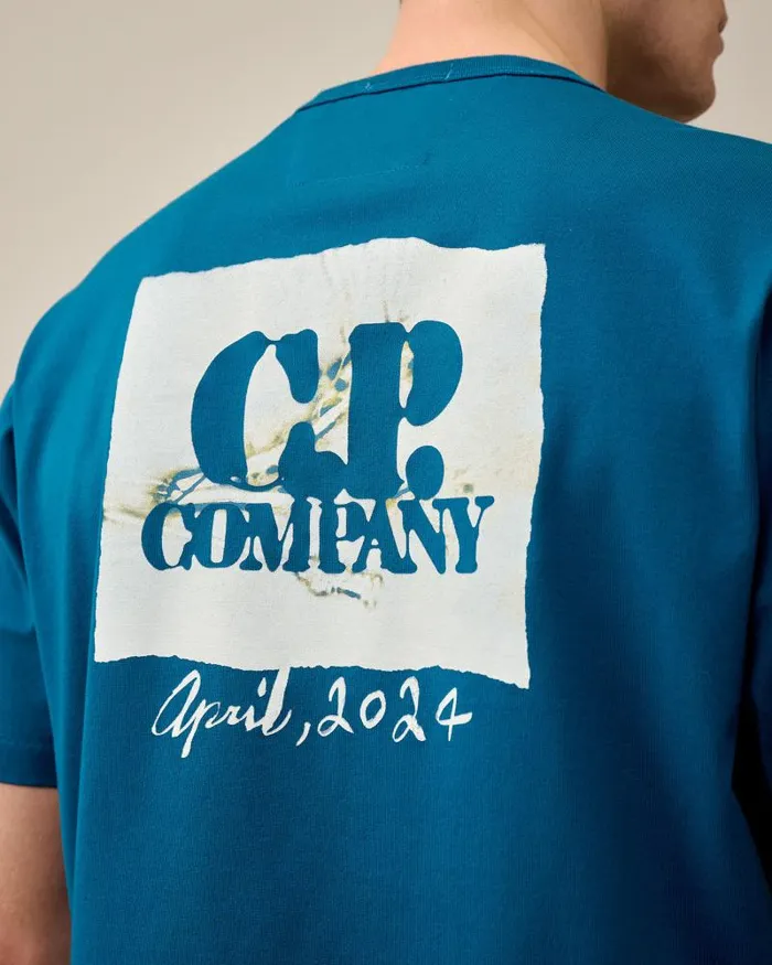 Man 302 Mercerized Jersey Twisted Graphic Tshirt Ink Blue CP Company Tshirts and Polo