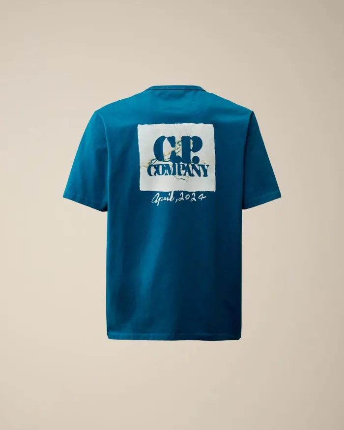 Man 302 Mercerized Jersey Twisted Graphic Tshirt Ink Blue CP Company Tshirts and Polo