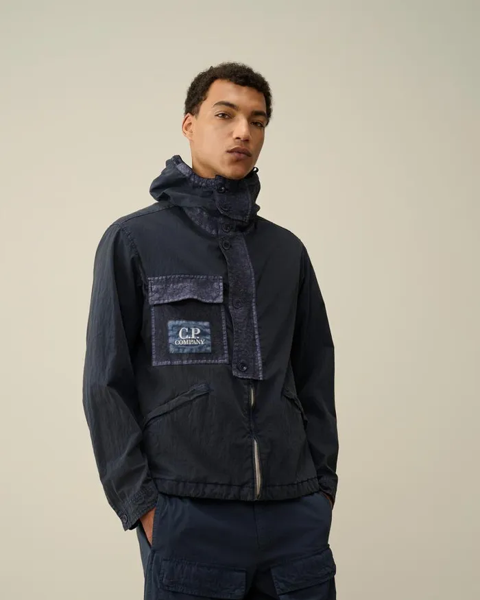 Man 50 Fili Gum Hooded Jacket Mood Indigo 8211 Blue CP Company Jacket and Coats