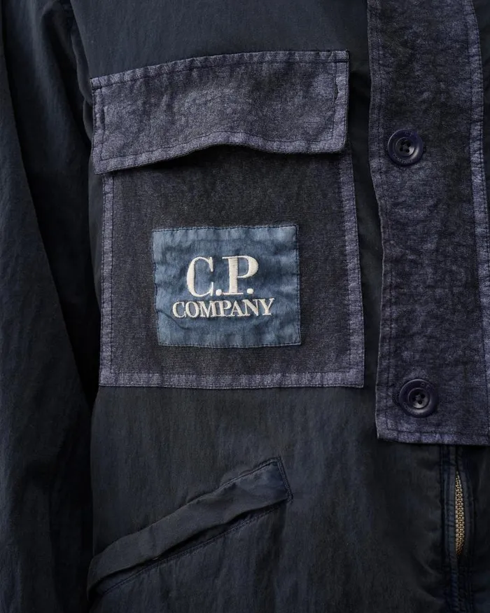 Man 50 Fili Gum Hooded Jacket Mood Indigo 8211 Blue CP Company Jacket and Coats