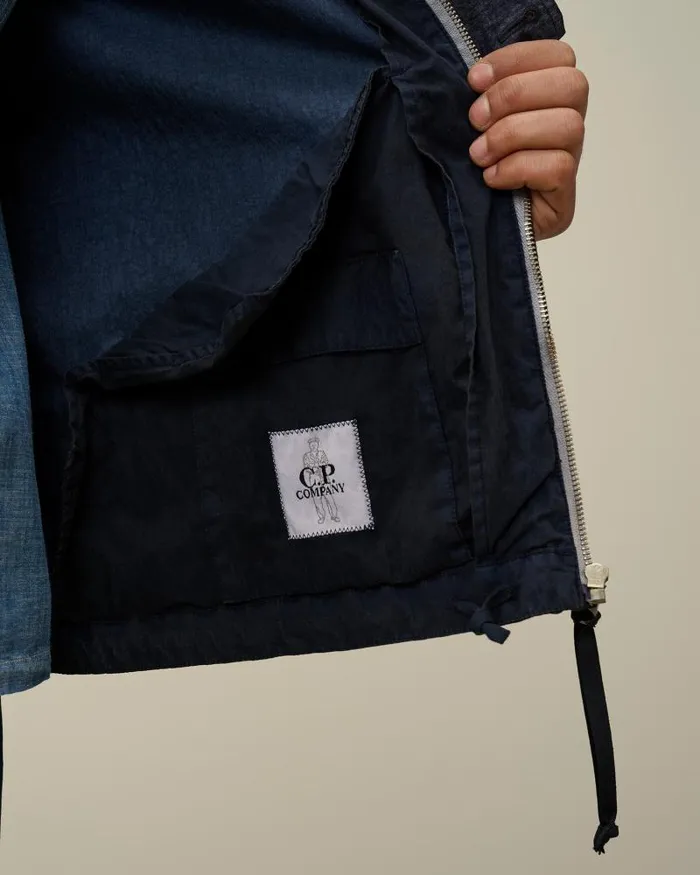 Man 50 Fili Gum Hooded Jacket Mood Indigo 8211 Blue CP Company Jacket and Coats