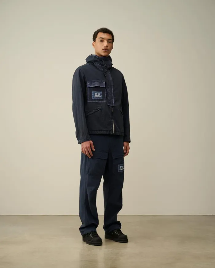 Man 50 Fili Gum Hooded Jacket Mood Indigo 8211 Blue CP Company Jacket and Coats
