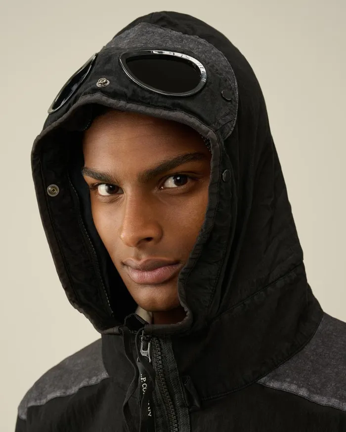Man 50 Fili Gum Mixed Goggle Jacket Black CP Company Jacket and Coats