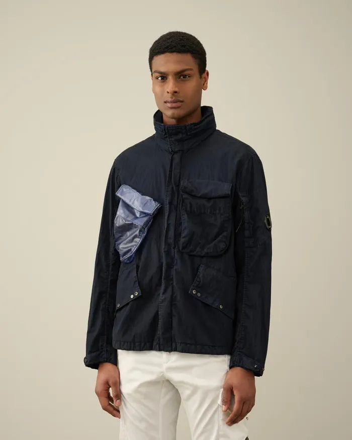 Man 50 Fili Gum Mixed Jacket Total Eclipse 8211 Blue CP Company Jacket and Coats