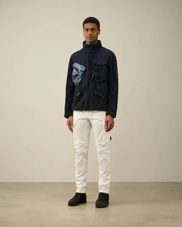 Man 50 Fili Gum Mixed Jacket Total Eclipse 8211 Blue CP Company Jacket and Coats