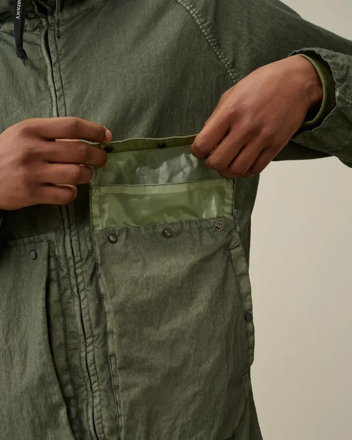Man 50 Fili Gum Mixed Zipped Goggle Jacket Agave Green CP Company Jacket and Coats