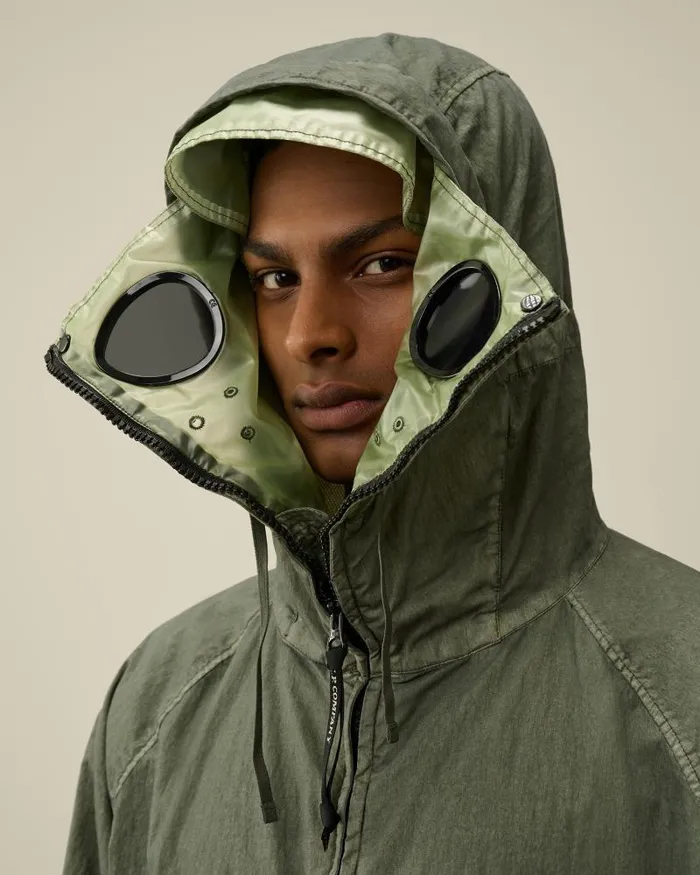 Man 50 Fili Gum Mixed Zipped Goggle Jacket Agave Green CP Company Jacket and Coats