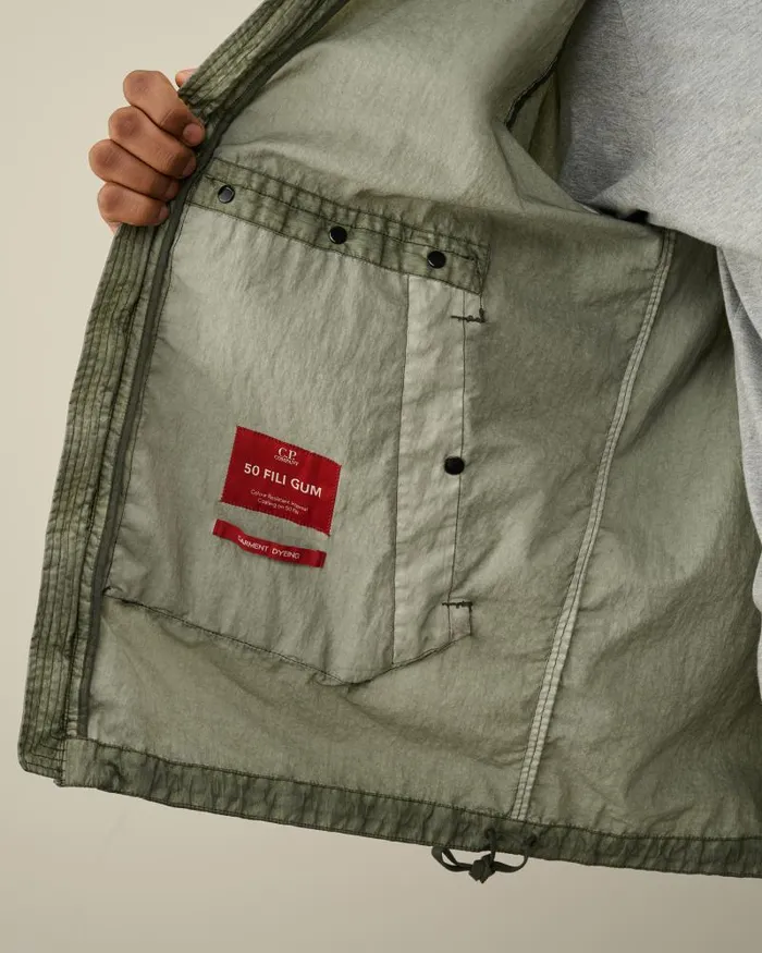 Man 50 Fili Gum Mixed Zipped Goggle Jacket Agave Green CP Company Jacket and Coats