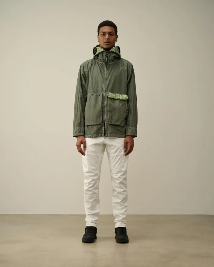 Man 50 Fili Gum Mixed Zipped Goggle Jacket Agave Green CP Company Jacket and Coats